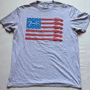 Fender Gray Tee with Patriotic Graphic